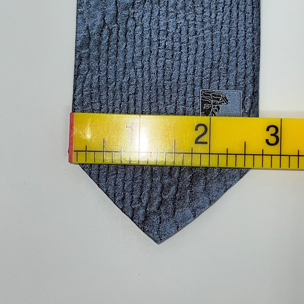 Versace Collection Mens Blue Silk Geometric Pattern Classic Neck Tie - Picture 7 of 7